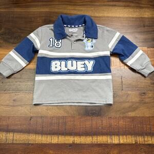 Bluey Toddler Shirt 18 Months Long Sleeve Polo Gray Blue Number 18